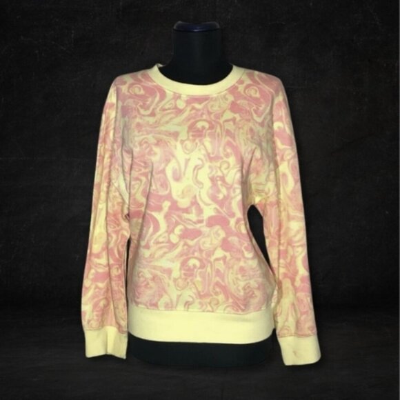BP. Nordstrom Sweatshirt Pullover Tie Dye Spacey Crew Swirl Pink and Yellow XS - Picture 1 of 11